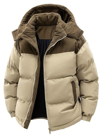 Doudoune Homme Grande Taille Jogging Tactique Grand Froid Zippée Long Zippé Brillante Interieur Chauffante Running Anorak Travail Cargo Polaires Hiver Veste Ski Homme Kaki M