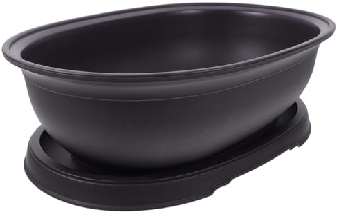 Abaodam Maceta Decorativa Ovalada Pequeña para Plantas de Interior con Bandeja Maceta de Jardín Ligera de Material PP con Orificios de Drenaje Adecuado para Flores y Cactus