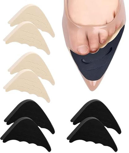 4 Paia di cuscinetti per scarpe con tacco alto, Inserti Regolabili in Morbida Spugna, Cuscinetti e Solette per Ridurre Numero Scarpe Troppo Grandi, Comodi e Anti-Scivolo
