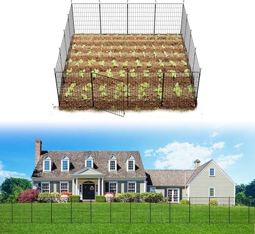 fxw Clôture de jardin décorative pour le jardin - 80 cm (H) x 979,2 cm (L) - 16 panneaux - Panneaux de clôture en métal - Clôture de protection pour animaux - Pour chiens et lapins, fleurs et plantes