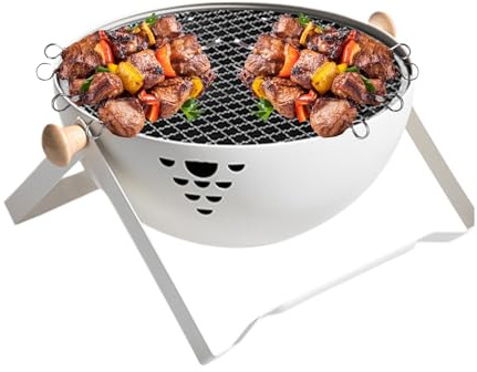 Barbacoa de carbón pequeña | Hornillo plegable portátil resistente al calor - Barbacoas de carbón con mango antigrietas | Para exterior, jardín, mesa, viaje, picnic, carne con carne de hojalata, té