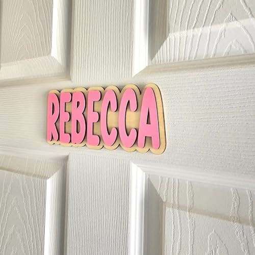 LinCognivant Personalisierter Name Türschild Kinderzimmer – Selbstklebendes Namensschild aus Holz & Acryl – Individuelle Wanddeko Babyzimmer, Türdekoration ohne Bohren (Stil 4)