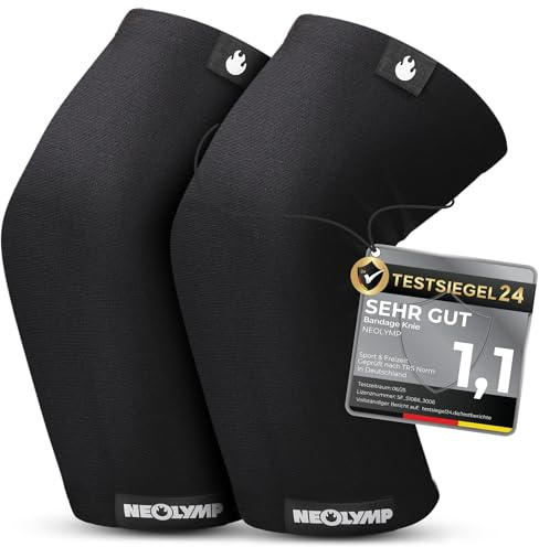 NEOLYMP Kniebandage Männer & Damen – Kniebandage Sport mit gezielter Kompression, Stabiler Halt & volle Bewegungsfreiheit mit der Kompressionsbandage (Schwarz, M | 33-36 cm)