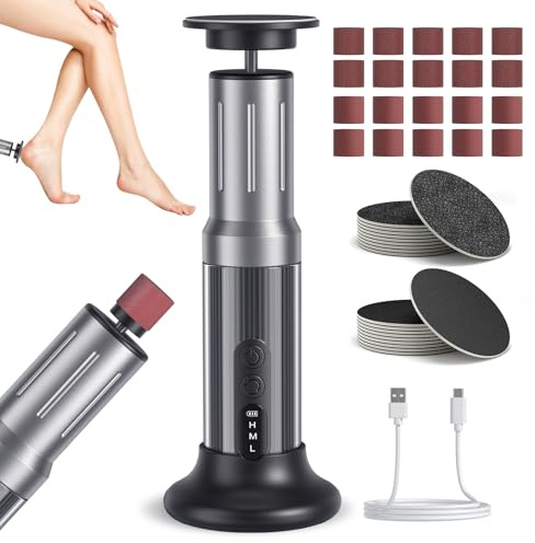 Hornhautentferner Elektrisch Aufladbar und Wasserdichtes Design Elektrishcer Nagelknipser mit Zweifache Fuß-Nagelpflege-Funktionalität für professionelle Pediküre, Hornhaut Entfernen Fuß (H)