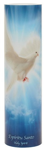 The Saints Collection Holy Spirit Flickering Lifelike LED Prayer Candle with Timer, Religious Home Decor, Gift Ideas for Friends and Family
