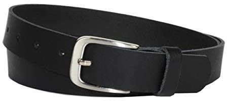 Vascavi Ledergürtel, 3 cm breit, Made in Germany, echt Leder Gürtel für Damen und Herren, kürzbar (100 cm Gesamtlänge 110 cm, Schwarz)