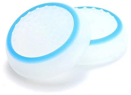 Perfepart Silicone Thumb Stick Grip Cap Joystick Thumbsticks Caps Cover for PS4 Xbox One PS3 Xbox 360 PS2 Game Controllers - White w/Blue