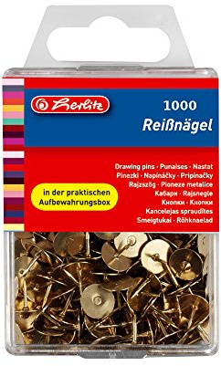 1000 Reißnägel / Reißzwecken / Heftzwecken / vermessingt