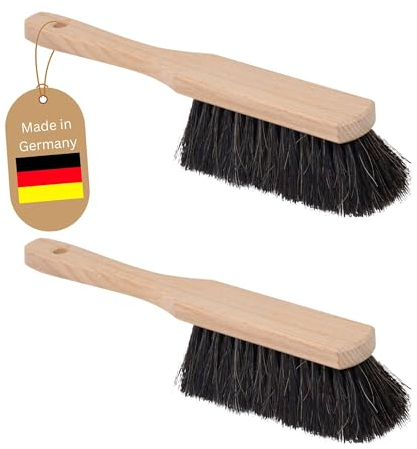 Novaliv Spazzola a mano per auto, 2 pezzi, setole morbide e setole di cavallo, piccola spazzola per scopa, scopa per auto, setole naturali, spazzola morbida