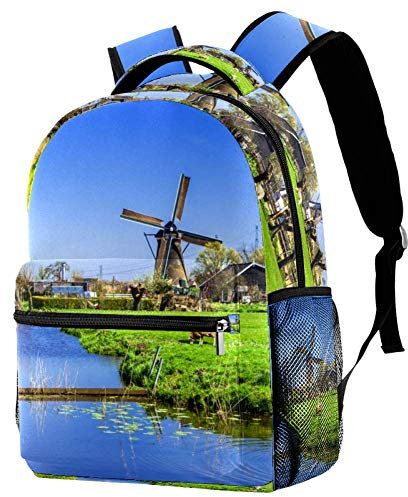 Lorvies Rucksack, holländische Windmühle mit Lamm, lässiger Rucksack, Schultertasche für Schule, Studenten, Reisetaschen