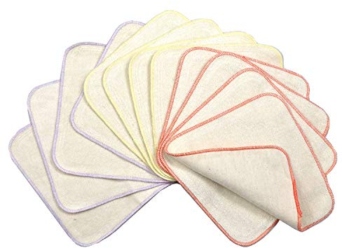 avo + cado Zweilagige Flanellwaschlappen mit Frottee - 12 Stück - Mehrweg Baby Waschlappen als Ersatz für Feuchttücher - Kleine waschbare mini Baumwolltücher (Farbe: Flieder)