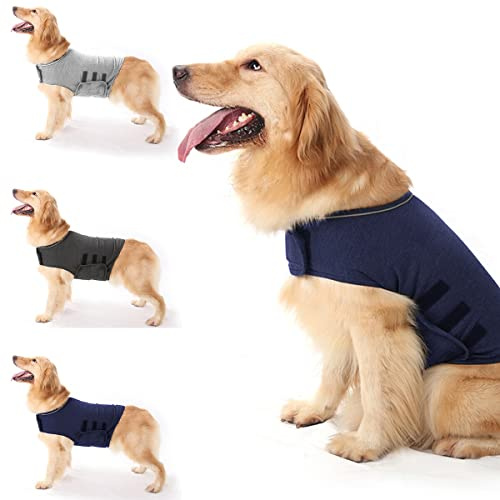 Haokaini Anti-Angst-Hundejacke Hund Beruhigungsmantel Haustier Stressabbau Hemd Warme Beruhigungsweste Leichte Donner Hund Wickel Hund Angst Jacke (Marineblau M)