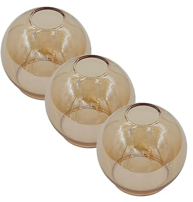3er-Set Lampenschirm „Castello“ – Glas Ersatzschirm E14 goldfarbig, LED-geeignet, Lampenglas Ersatz für Pendellampe, Nachttischlampe & Deckenstrahler, edles Ersatzglas Set für stilvolle Leuchten