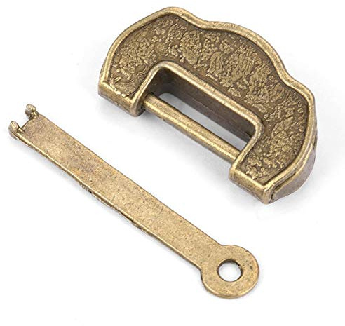 Jeanoko Antikes Schloss Chinesisches Vintage Vorhängeschloss Antiker Retro-Stil Schlossschlüssel für Schmuckschatulle Schubladenschrank(3.5 * 1.9 * 1.1cm/ 1.4 * 0.7 * 0.4in)