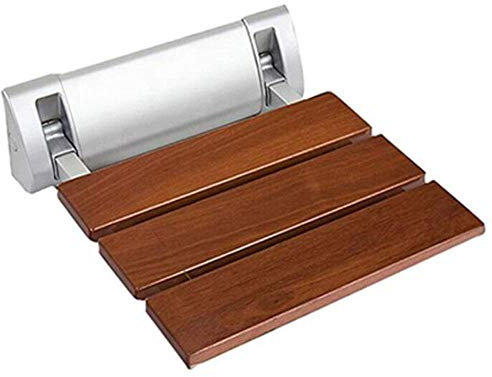 ESGT Folding Shower Seat Wood Wall-Mounted Fold Up Bathroom Stool Foldaway Shower Seating Chair, Supports 330 lbs for Senior, Handicap Disabled