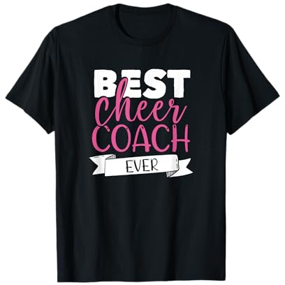 Cheerleading Coach Ever - Herren T-Shirt Schwarz, Kurzarm, Crew-Neck, Klassische Passform, Polyester 100%, Sportlich Klassisch, Cheerleading-T-Shirt, T-Shirt, 36/38 (S)