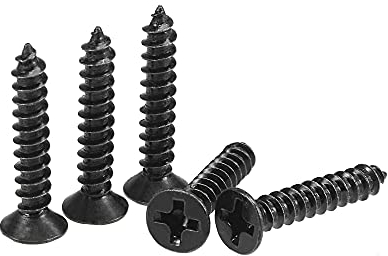 sourcing map 200Stk. M3,5x20mm Holzschrauben Kreuzschlitz Flachkopf selbstschneidend schwarz