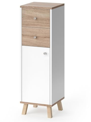 Vicco Midischrank Senyo, Weiß, 30 x 95 cm | mit Schubladen, zur Wandmontage geeignet und kombinierbar mit Senyo Möbeln