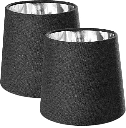 Navaris 2x Lampenschirm Tischlampe E14 rund - 15,2x13,7x17,2cm - Lampenschirme für Tischlampen Set - E 14 Leuchtenschirm - Schwarz Silber