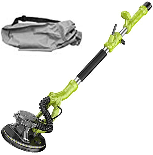 SHENGSHIYU 810w Random Orbital Sander, Electric Random Orbital Sander Rotary Sander 500~2100rpm, with Sanding Disc, Dust Bag, Sandpaper, Retractable Handle,Baremetal+100sandpaper-Green