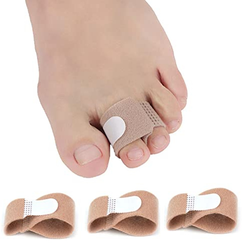 Hammer Toe Straightener, Hammer Toe Splints, Toe Cushioned Bandages for Correcting Hammer Toes, Broken Toes, Crooked Toes & Overlapping Toes - PEDIMEND (3PCS, Beige)