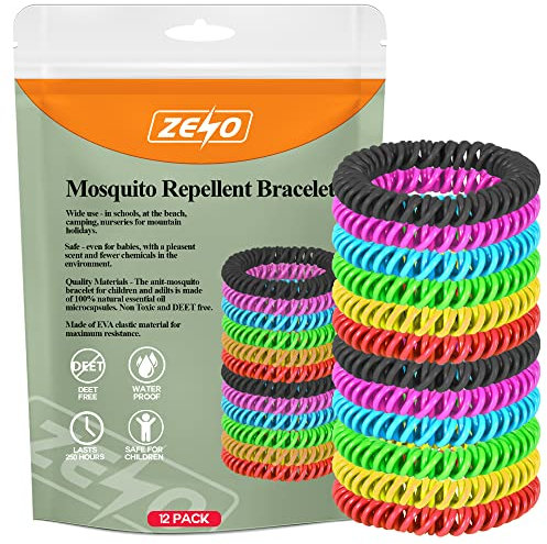 ZENO Mosquito Repellent Bracelet 12 Pack | Insect Repellent Bracelet | Deet-Free & Natural Wristbands for Adults & Kids | Lasts Up to 300 Hours | Waterproof Mosquito Repellent Bands