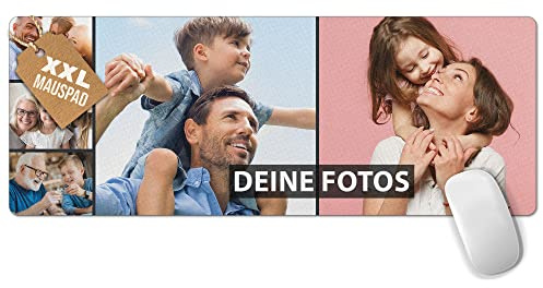 Print Royal PR Großes Mousepad mit Foto - Fotocollage mit 5 Fotos selbst gestalten - XXL Mousepad personalisiert, Geschenke für Freund und Gamer | Schreibtischunterlagen, 800 x 300 mm