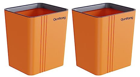 rongweiwang 2 Pièces Maison Hôtel Poubelle Salon Chambre Salle De Bains Portable Conception Simple Corbeille À Papier Poubelle Poubelle, Orange L