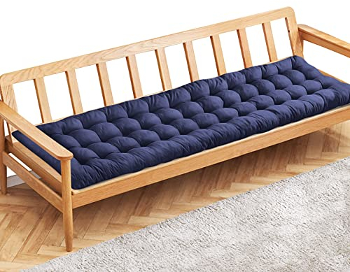 PLULON Marineblaues Gartenbankkissen, 3-Sitzer-Gartenstuhlauflage, Veranda-Schaukelstuhlkissen, Banksitzauflage, Matte, Möbelauflage für Garten, Terrasse, Rasen, Liegebank, 150 x 48 cm (Marineblau)
