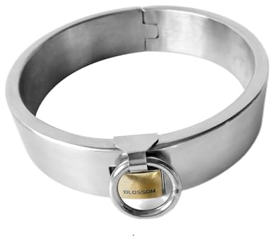 ZTHBYSB Höhe 3 cm Edelstahl Abschließbare Halsband Hals Bondage Halsreif/Kragen/Halsfesseln Fetisch Slave BDSM Restraint Erwachsene Spiele Sex Spielzeug für Paare Frauen Mann, 4 Größen,Silber,11.7cm
