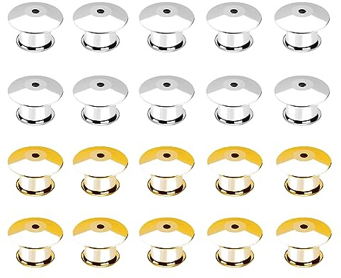 Verschlussstifte Schmetterling Pin Clutch Anstecker Pin 20 Stück(2 Farben) | WUDQIJI Schmetterlings Kupplungs Verschlüsse Butterfly Clips Metall Pin Keepers für DIY Krawatten Jacken Hüte Taschen
