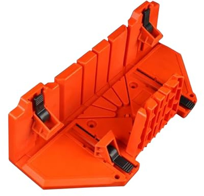 HUIOP 14-inch Mitre Box with Movable and Non- Jaw for Back Saw Slot Angles 45/22.5/90 Degrees Cuts Sawing and Clamping Box for Woodworking