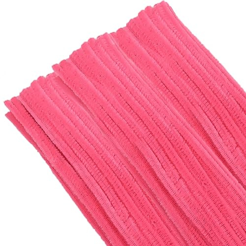 TOAOB 100 Stück Pfeifenputzer zum Basteln Pfeifenreiniger Dunkelrosa | Chenilledraht Lang 30cm und Breit 6mm, Pipe Cleaners für Basteln und Dekorieren Kunst Handwerk DIY