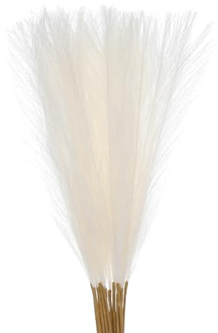 sourcing map 18Pcs Faux Pampas Grass,21/55cm Fluffy Fake Pampas Grass Decor Tall Artificial Pampas Grass for Living Room Party Wall Vase Wedding Decoration,Cream