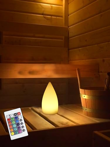 Arnusa Moderne Tischleuchte kabellos Akku 21 cm Sauna Lampe Farbwechsel PL106 Leuchte Tischlampe Nachttischlampe Stehlampe mit Fernbedienung und USB-C Ladekabel