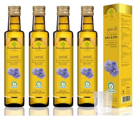 Mittel zum Leben Leinöl mit DHA und EPA, 4 x 250ml
