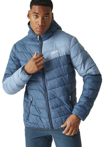 Regatta Regatta Men's Hooded Hillpack II Jacket, Regatta Chaqueta acolchada con capucha HillPack II Packaway para hombre Hombre, Moonlight Denim/Coronet Blue,