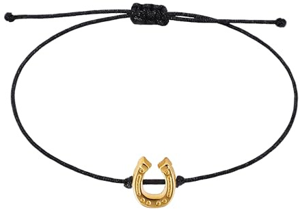 Selfmade Jewelry Hufeisen Armband Damen Silber (größenverstellbar bis 21cm) Glücksbringer Armbändchen für Frauen & Mädchen in Grau Inkl. Geschenkverpackung