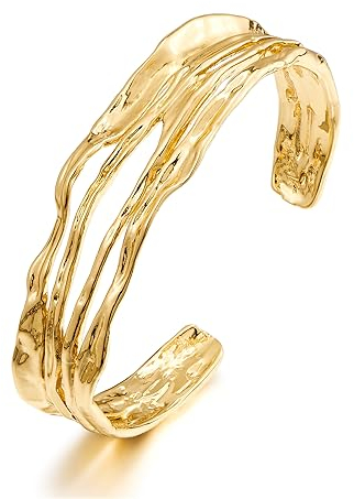 LILIE&WHITE Armreif Damen-Armband – Elegantes, offenes Armreif-Design in Gold, wellenförmige Struktur, modernes Accessoire für Alltag und besondere Anlässe