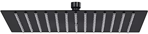 Regenbrause Edelstahl 30x30 cm Quadrat Schwarz, ZEYUAN Duschkopf, Regendusche, Regenduschkopf, Shower Head - SPU:147697