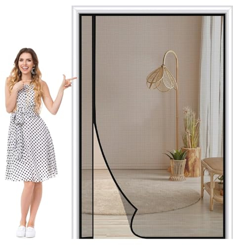 Magnetvorhang Insektenschutz 100×240cm Schwarz Fliegengitter Tür Fenster Verdickter Fliegenvorhang Anti-Moskito-Vorhang Pefekt für Balkontür Kellertür Terrassentür