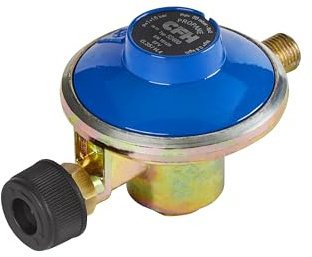 CFH Gasdruckregler 50 mbar DR 460 – Druckminderer für Schraubkartusche, mobiler Betrieb von Gasgeräten wie Campingkochern & Heizstrahlern, Eingang G.35, Ausgang G 1/4 LH, 0,8 kg/h, LPG, mit EFV
