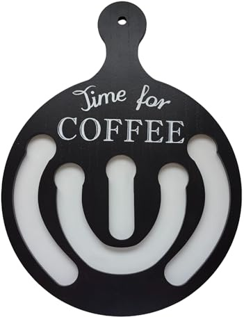 Aublinto Support Mural pour Dosettes de Café en Bois Rond - Organiseur Rotatif avec Poignée pour Capsules Expresso et Dolce Gusto
