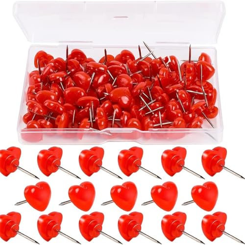100 Stück/Box Herz Pinnnadeln Karte Reißzwecken Dekorative Pinnnadeln Poster Pins Pinnwand Pins für Weltkarte Stoffmarkierung