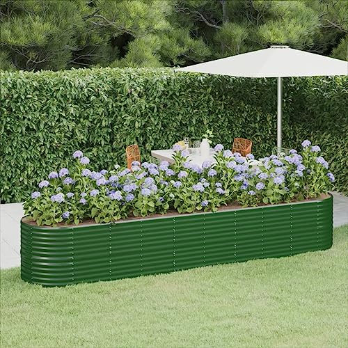 puraday Hochbeete Für Garten 368x80x68 cm Blumenkasten Pflanzkasten Terrasse Pflanzkübel Gemüsebeet Kräuterspirale XXL Hochbeet Metall Hochbeet Stahl Hochbeet Groß Gartenbeet Grün