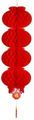 HTYUKFDG 6 Cuerdas 24 Piezas Linterna de Papel Roja Linterna Colgante de Año Nuevo Chino de 4 Capas Linterna de Cuerda Impermeable para Decoración de Fiesta de Festival de Jardín de Patio