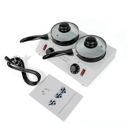 Chocolate Melting Machine 40W 220V 50HZ with 2 Ceramic Non-Stick Pot | Electric Chocolate Melter Chocolate Melting Pot for Artisanal Chocolate Shop and Home use