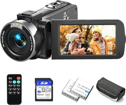 Windancy 4K Video Camera, 48MP 30FPS Camcorder for YouTube, FHD1080P Video Vlogging Recorder /18X Digital Zoom /3.0'' 270°Rotation IPS Screen Camera Camcorder,with Remote / 2 Batteries/SD card (1302)