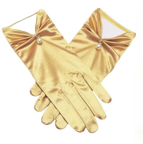 HSTWODE Damenhandschuhe, kurze Satinhandschuhe, Opernhandschuhe, 1920er Jahre kurze Handschuhe, Abendball Hochzeit Party