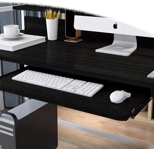 IMUNKT Cassetto per Tastiera Estraibile sotto Scrivania, Vassoio per Tastiera Scorrevole, 54/60/70x27cm, Supporto Tastiera per Scrivania E Tavolo PC, Porta Mouse(Black,21x11 (54x27cm))